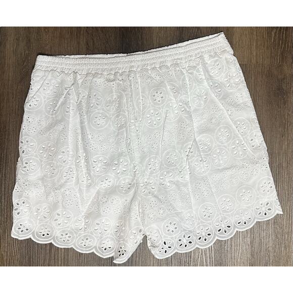Parker & Rowe White Eyelet Lace Shorts Lined Summer Festival Elastic Waist Sz XL - Picture 7 of 9